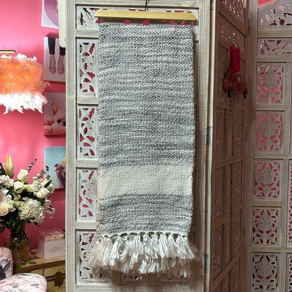 NEW BCBGMaxAzaria Woven Acrlyic Throw with Metallic Yarns 50” X 60”